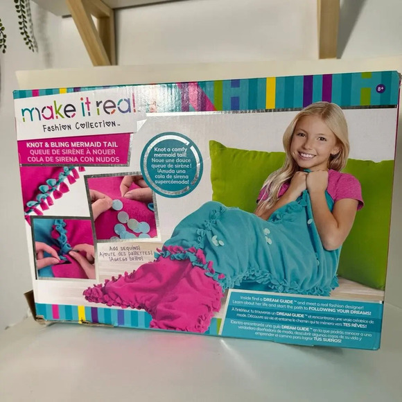 Make It Real Fashion Collection Craft Kit Mermaid Tail Knot & Bling Fleece, NEW - Picture 1 of 8